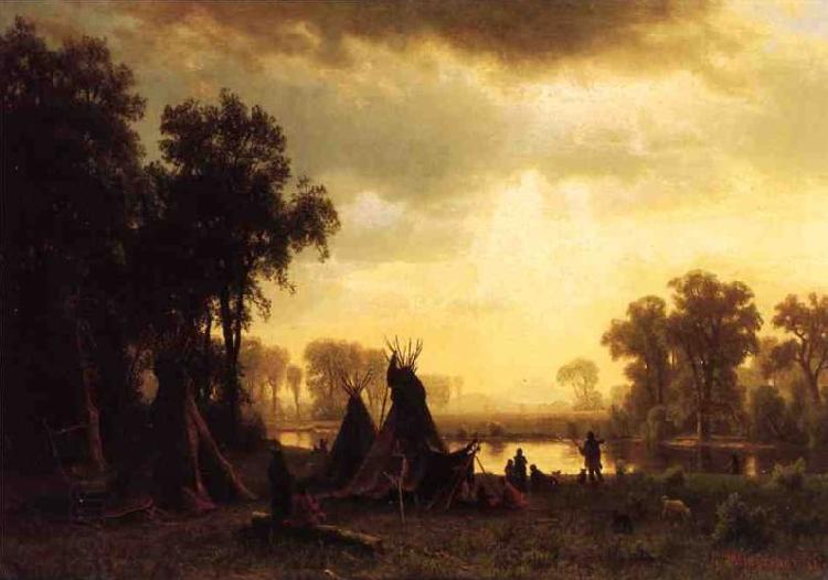 Albert Bierstadt An Indian Encampment oil painting picture